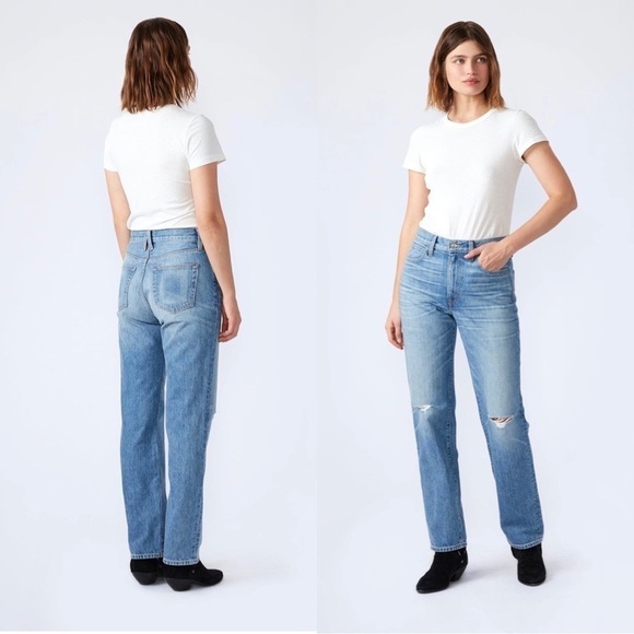 SLVRLAKE Stella High Rise Straight Distressed  Premium Jeans Sz 31 - Picture 1 of 9